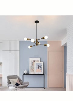 Haikomin Modern Chandeliers for Dining Room Ceiling Light Fixture Black and Gold Chandelier 6 Light Sputnik Chandeliers Mid Century Pendant Light for Living Room Kitchen Island Bedroom Foyer  - Image 4