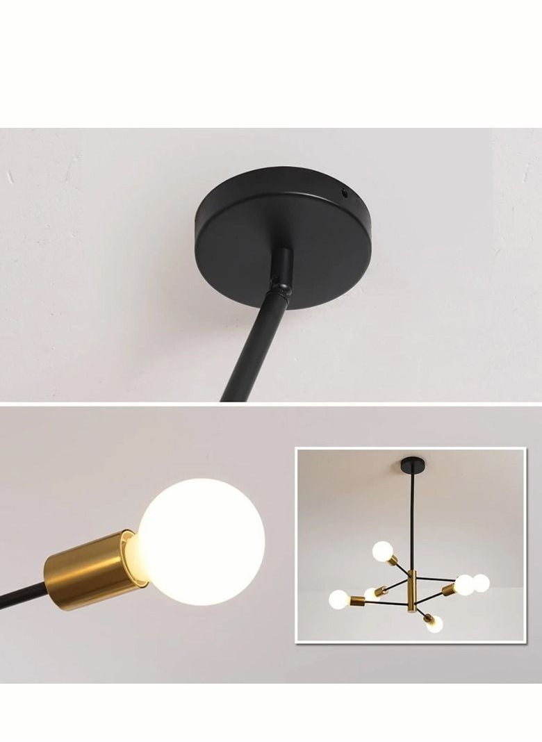 Haikomin - Modern Chandeliers for Dining Room Ceiling Light Fixture Black and Gold Chandelier 6 Light Sputnik Chandeliers Mid Century Pendant Light for Living Room Kitchen Island Bedroom Foyer - Image 1