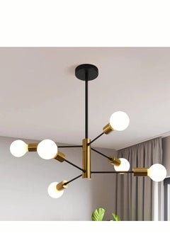Haikomin Modern Chandeliers for Dining Room Ceiling Light Fixture Black and Gold Chandelier 6 Light Sputnik Chandeliers Mid Century Pendant Light for Living Room Kitchen Island Bedroom Foyer  - Image 1