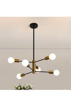 Haikomin Modern Chandeliers for Dining Room Ceiling Light Fixture Black and Gold Chandelier 6 Light Sputnik Chandeliers Mid Century Pendant Light for Living Room Kitchen Island Bedroom Foyer  - Image 2