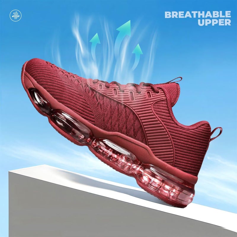 Luogoks Womens Walking Running Shoes Air Cushion Basketball Sneakers Fashion Tennis Breathable Sport Gym Fitness Cross Trainers Shoes Red 8 - Image 5