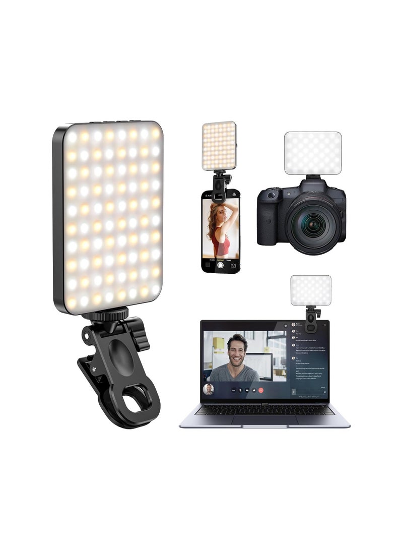 Selfie Light Clip with 3000mAh Battery – Rechargeable Phone Light with 3 Light Modes & 10 Brightness Levels – Portable Lighting for Phone, Tablet, Laptop – Ideal for Makeup, Videos, Live Streaming