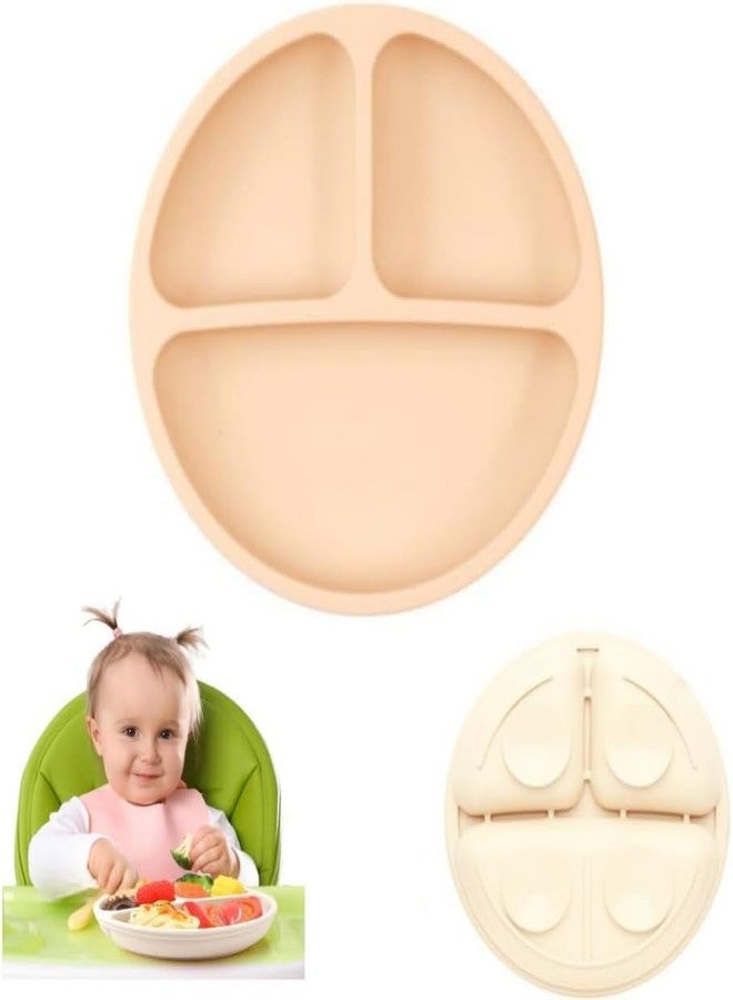karomouj Silicone Plate with Spoon, BPA Free Baby Self Feeding Set for 6 to 12 Months Kids, Non-Toxic, Easy to Clean Dishwasher Safe and Lightweight Sanction Base (Multicolor, Pack of 1) - Image 1