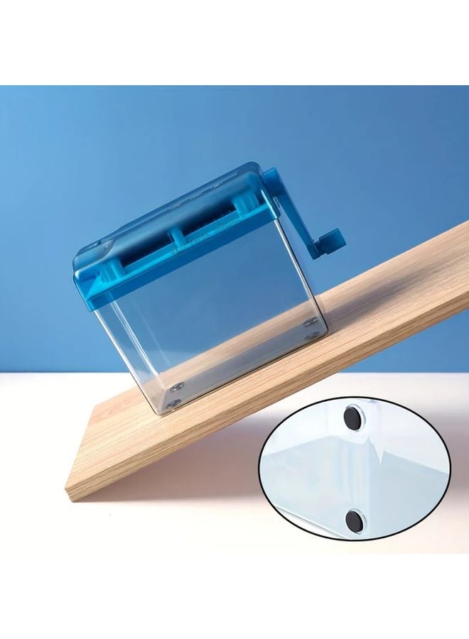 Blue Manual Hand Crank Paper Shredder Portable A6 Mini For Home Office Document - Image 1