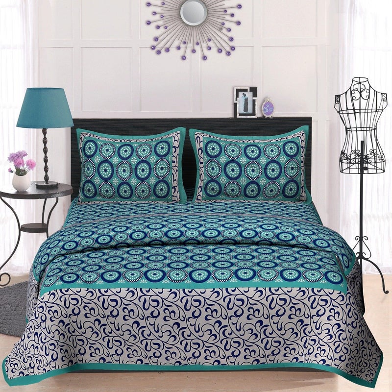 Pure Comfort Cotton 144 TC Bedsheet (Super King Size_Green) - Image 5