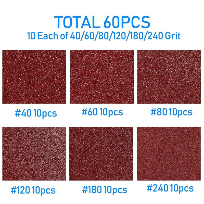 HEMUNC Triangle Oscillating Multi Tool Sanding Pads, 60Pcs 3-1/8 Inch Oscillating tool sandpaper for Triangle Multitool Sanding pads assorted 40/60/80/120/180/240 Grits - Image 4