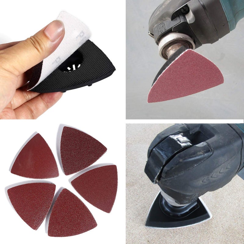 HEMUNC Triangle Oscillating Multi Tool Sanding Pads, 60Pcs 3-1/8 Inch Oscillating tool sandpaper for Triangle Multitool Sanding pads assorted 40/60/80/120/180/240 Grits - Image 5
