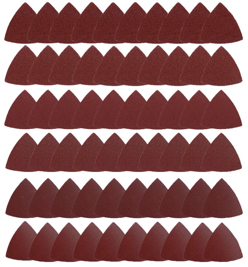 HEMUNC Triangle Oscillating Multi Tool Sanding Pads, 60Pcs 3-1/8 Inch Oscillating tool sandpaper for Triangle Multitool Sanding pads assorted 40/60/80/120/180/240 Grits - Image 1
