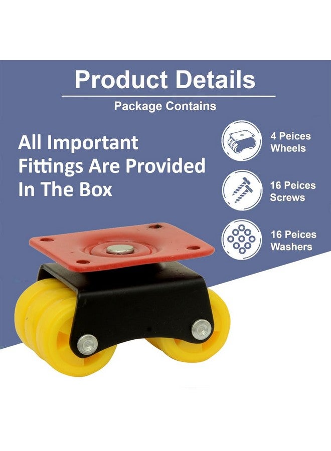 NB Crafted Heavy Duty Caster Wheels for Furniture - Set of 4,Moving Bed, Sofa, Counter, Trolley, Table with Poly carbonate Wheels and Top Plate Rotating 360 Degree Weight Capacity upto 700-800 Kg - Image 5
