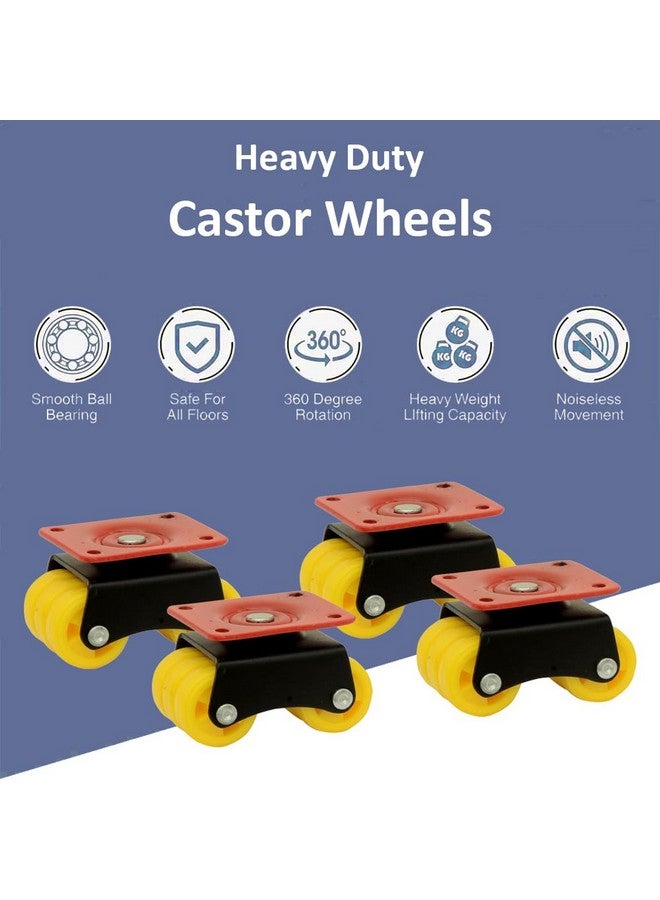 NB Crafted Heavy Duty Caster Wheels for Furniture - Set of 4,Moving Bed, Sofa, Counter, Trolley, Table with Poly carbonate Wheels and Top Plate Rotating 360 Degree Weight Capacity upto 700-800 Kg - Image 3