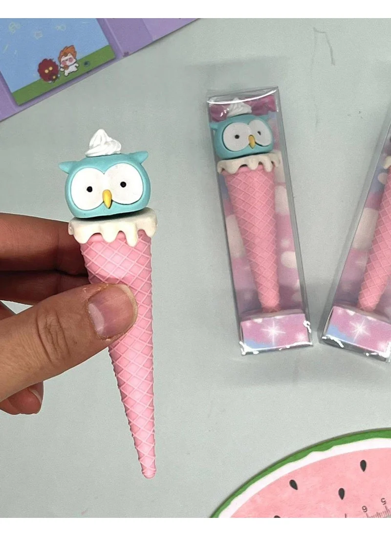 Kağıt Gemi Dükkan Pink Owl Cone Eraser