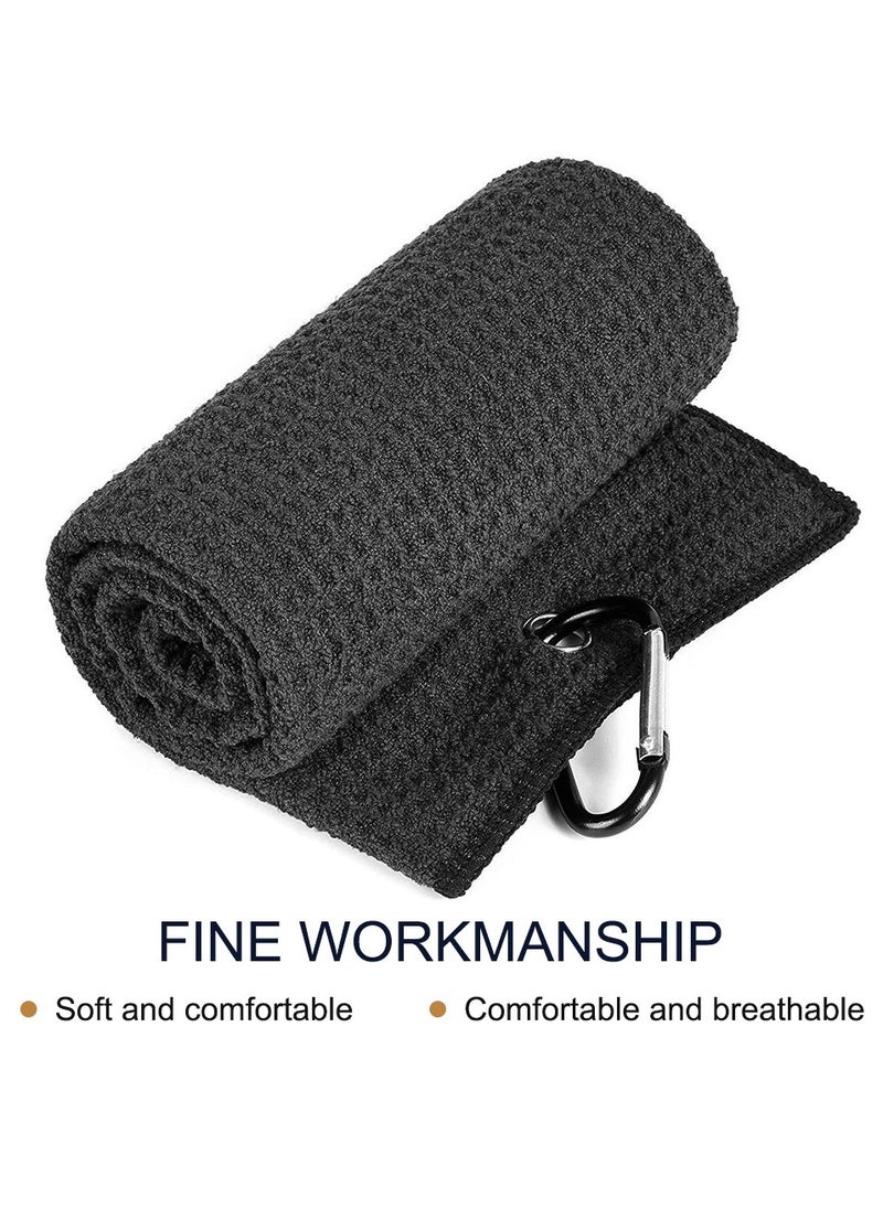 URbazaar Golf Towel and Brush Kit, Golf Towel with Carabiner, Golf Club Brush Groove Cleaner for Golf Accessories Black  - Image 2