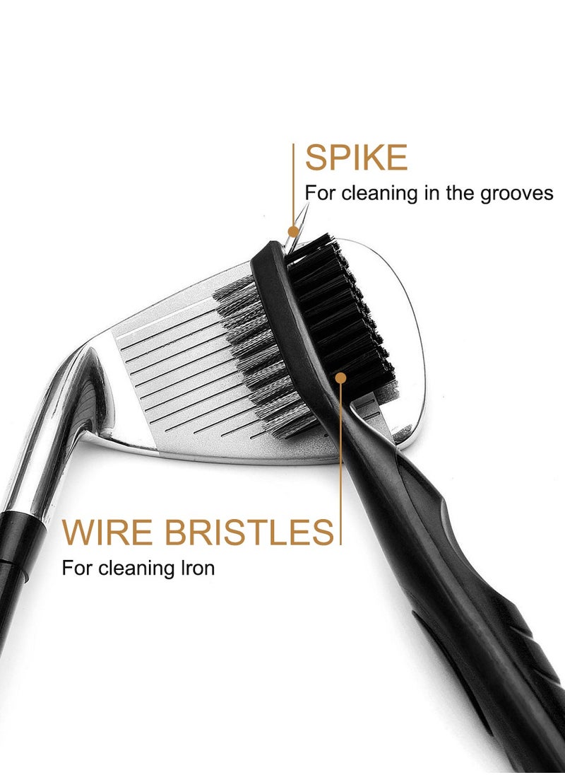 URbazaar Golf Towel and Brush Kit, Golf Towel with Carabiner, Golf Club Brush Groove Cleaner for Golf Accessories Black  - Image 3