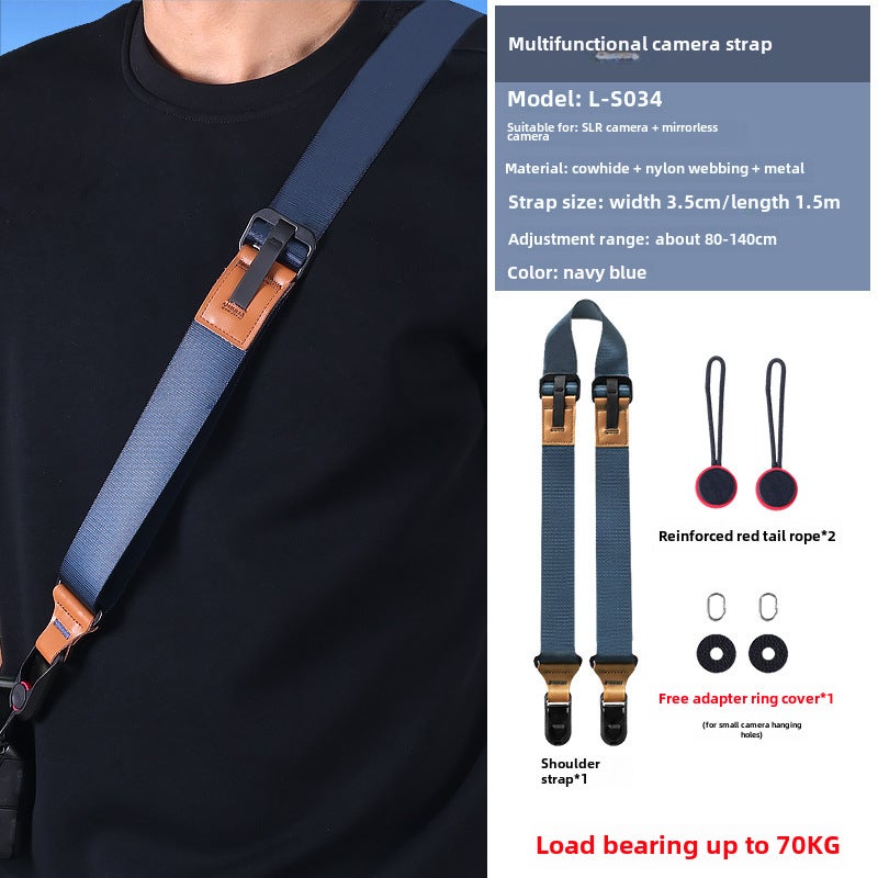 Quick Release Camera Shoulder Strap Dark blue + red tail rope