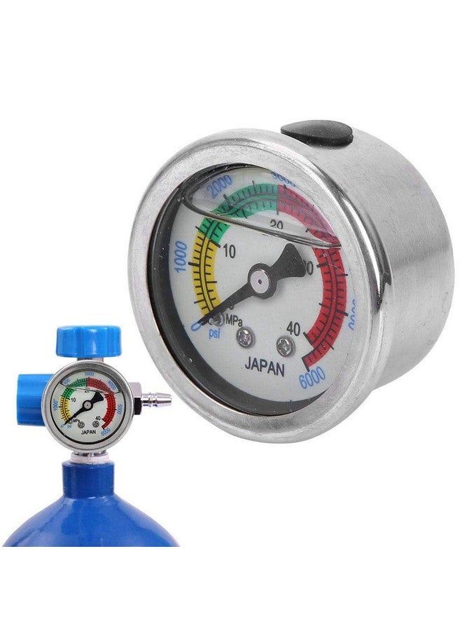 جايدشاي مقياس ضغط Jadeshay، 0-6000PSI 0-40MPa مقياس ضغط مضخة الهواء بمقياس مزدوج مملوء بالسوائل لمعدات الغوص ومقياس الضغط - Image 3