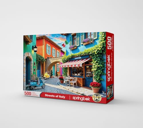 Springbok Streets of Italy 500 Piece Jigsaw Puzzle for Adults Colorful Italian Village Unique Cut Pieces Made in USA - Image 4
