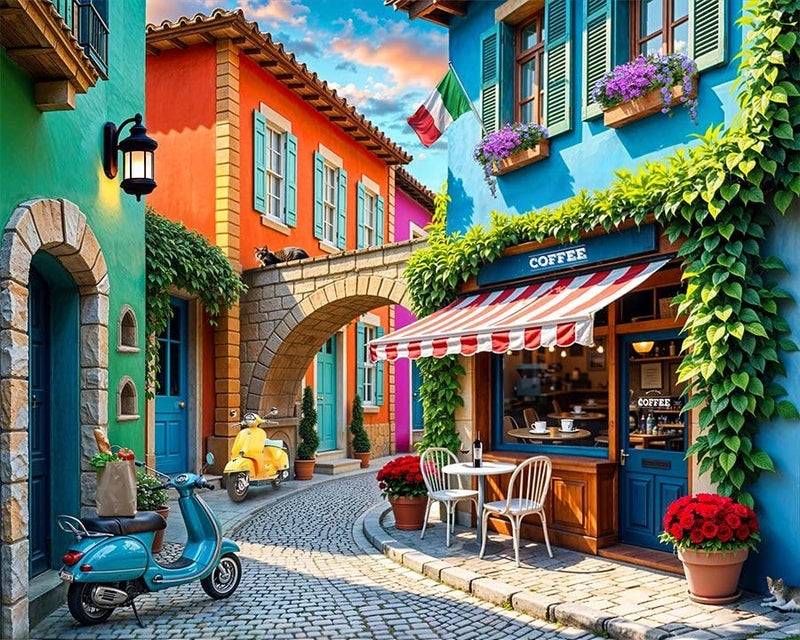 Springbok Streets of Italy 500 Piece Jigsaw Puzzle for Adults Colorful Italian Village Unique Cut Pieces Made in USA - Image 1