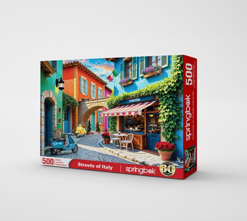 Springbok Streets of Italy 500 Piece Jigsaw Puzzle for Adults Colorful Italian Village Unique Cut Pieces Made in USA - Image 5