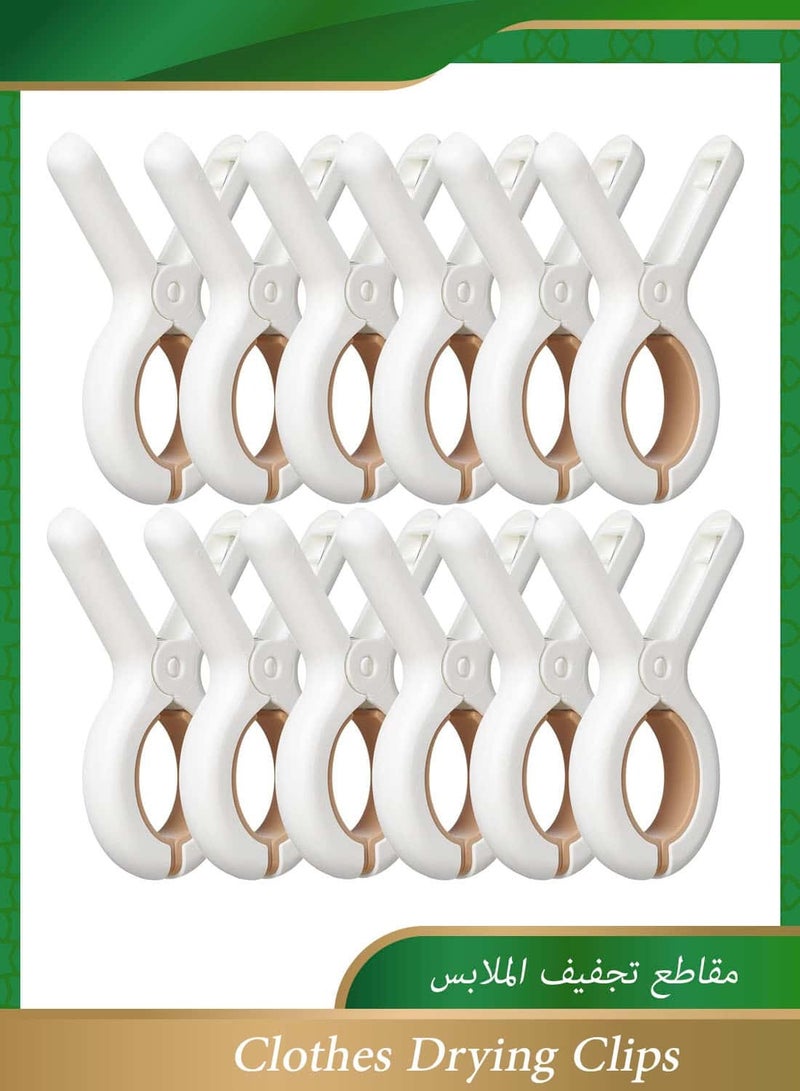 Anmi 12 Pack Plastic Clothes Pins with Strong Anti-Rust Springs,Heavy Duty Beach Towel Clips,Laundry Clothespins to Keep Your Towel, Clothes, Blankets to Dry on Clothesline and Hanging Rack - Image 1