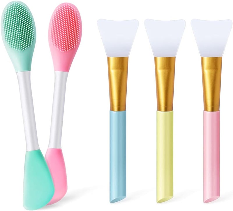 5pcs Silicone Face Mask Brush Applicator Makeup Brush DoubleEnded Facial Mask Brushes set Soft Makeup Tools for Apply Mask Cream Lotion