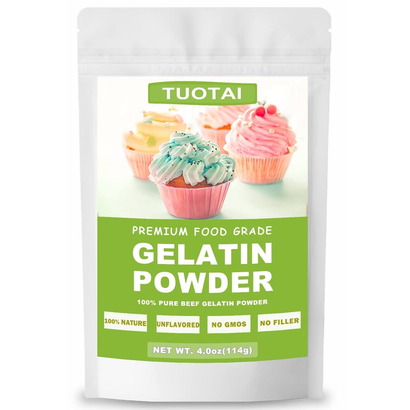 TUOTAI Unflavored Gelatin Powder, 4 Ounces, Food Grade Gelatin Powder for Cake, Jelly, Marshmallow and Baking Food - Image 1