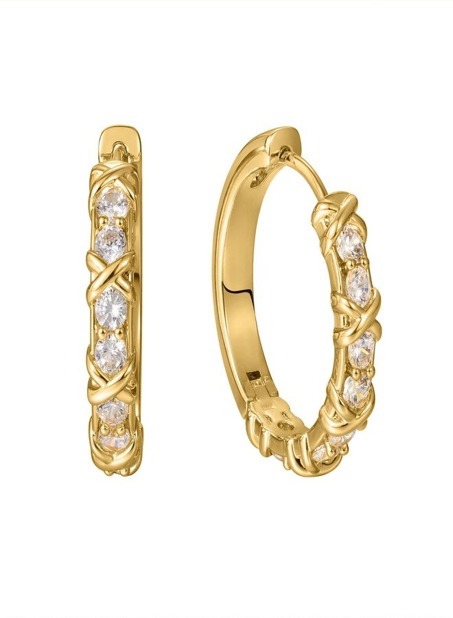 Qitian Cubic Zirconia Huggie Hoop Earrings for Women, Gold Pave CZ Dainty Cuff Earrings, Stainless Steel Hypoallergenic Huggie Stud Earrings Jewelry Gifts - Image 1