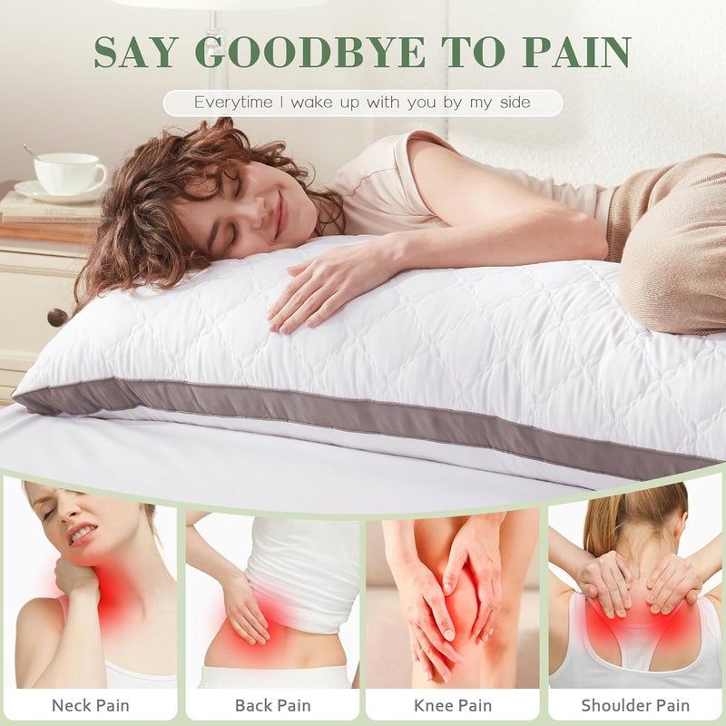 Decroom Memory Foam Body Pillow for Adults, Ultra-Soft Full Body Pillow with Diamond Quilted Cover, Support for Side Sleepers - Machine Washable, 20x54 Inch, White - Image 4