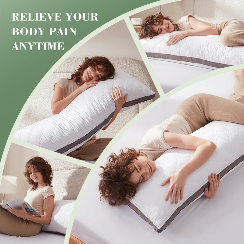 Decroom Memory Foam Body Pillow for Adults, Ultra-Soft Full Body Pillow with Diamond Quilted Cover, Support for Side Sleepers - Machine Washable, 20x54 Inch, White - Image 2