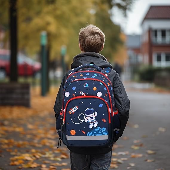 Frantic Waterproof Polyester 26 L School Backpack School Bag Daypack Picnic Bag For Boys & Girls(RR_Blue_Fire_Astro) - Image 3