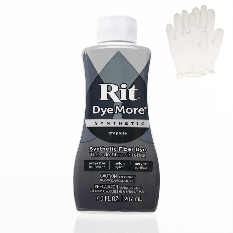 Craft County Rit DyeMore 7 Oz. Synthetic Liquid Fiber Dye Single Pack with Plastic Gloves for Clothing, DÃ©cor, and Crafts â€“ Graphite - Image 1