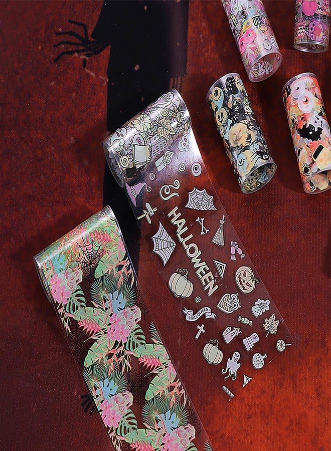 LYLYNB Halloween Nail Foil Transfers Stickers 10 Rolls Cartoon Design Halloween Nail Art Foils Decals Ghost Pumpkin Spider Bat Nail Transfer Foil Cute Nails Supplies Set for Women DIY Manicure Decorations - Image 3