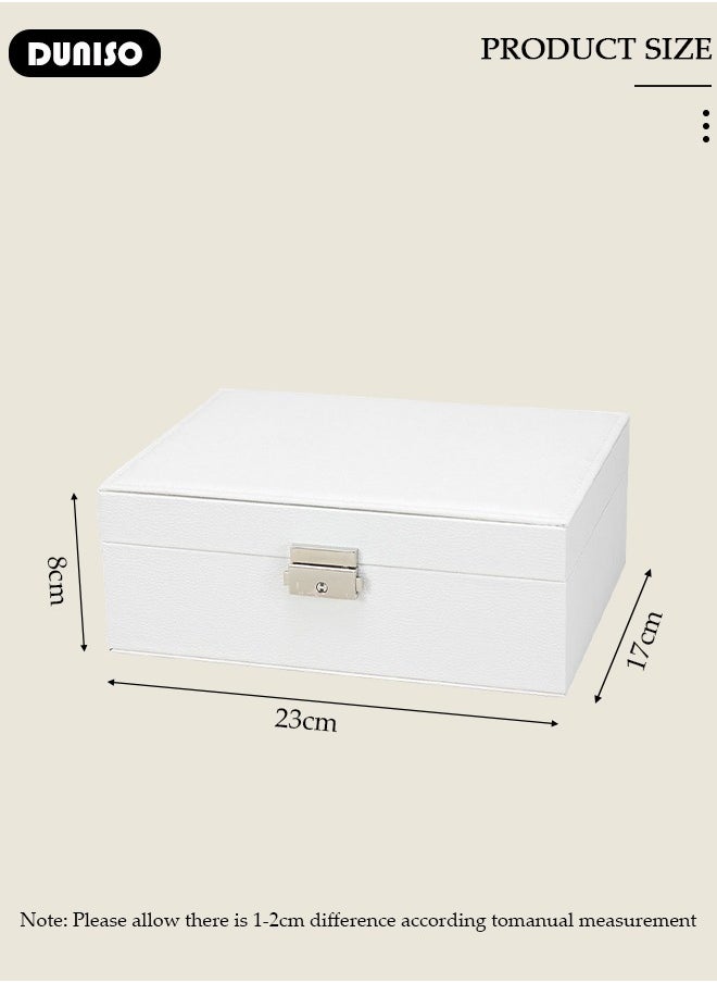 DUNISO Jewelry Box for Women, Large Capacity Double Layer Display Jewellery Organizer with Removable Tray & Partition, PU Leather Jewellery Storage Case, Travel Jewel Holder Cabinet for Earing, Necklace, Bracelet, Rings  - Image 4