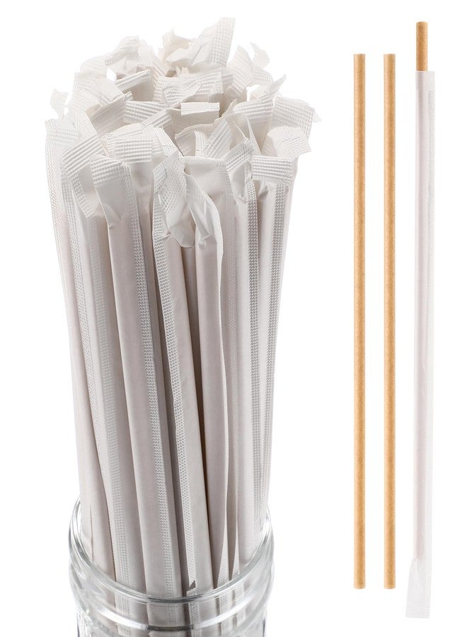 Potchen قشات سكر قصب مغلفة فردياً 200 قطعة 8" قابلة للتحلل بلاستيك خالية صديقة للبيئة قابلة للتسميد قشات شرب للتخلص منها للمشروبات السموذي الحفلات المطاعم المنزل - Image 1