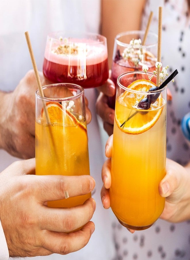 Potchen قشات سكر قصب مغلفة فردياً 200 قطعة 8" قابلة للتحلل بلاستيك خالية صديقة للبيئة قابلة للتسميد قشات شرب للتخلص منها للمشروبات السموذي الحفلات المطاعم المنزل - Image 4