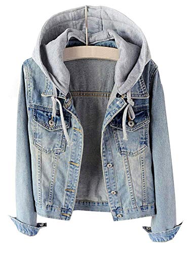 LifeShe Women's Casual Detachable Hoodie Denim Jacket - Image 2