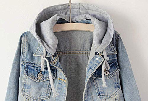 LifeShe Women's Casual Detachable Hoodie Denim Jacket - Image 3