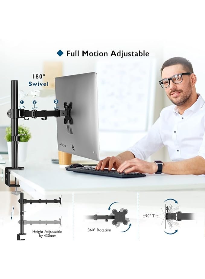 Desktop monitor stand, 13-27 inch LED and LCD monitor mount, computer monitor clip holder - Image 4