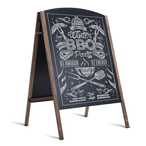 Tangkula 40 x 26 Inches AFrame Chalkboard Sign Rustic Wooden DoubleSided Standing Sidewalk Chalkboard Sign Sandwich Board Ideal for Businesses Wedding Announcements Events - Image 1