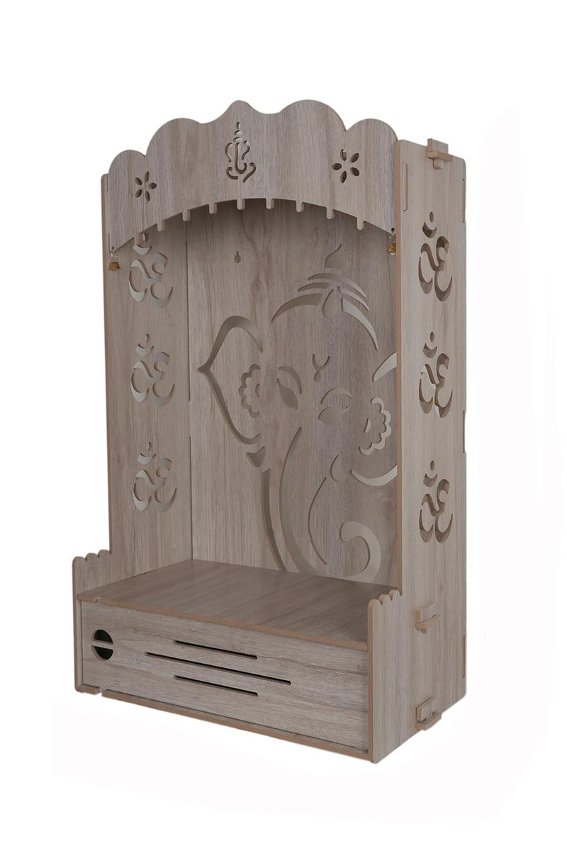 Wooden Polished Temple Ganesh Temple for Home and Office Puja Mandir for Home Wall Mounted L15 W10 H24 Inch Light Brown_G  - Image 3