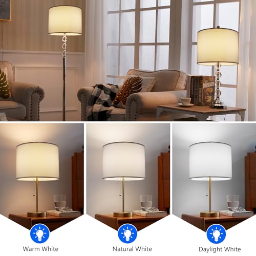 Koorle Lamp Shades Set of 2, Drum Lampshade for Table Lamps Floor Lamp, 13" Top X 13" Bottom X 10" High White Large Line Fabric Lamp Shades, Easy Assembly Replacement Lampshades - Image 3