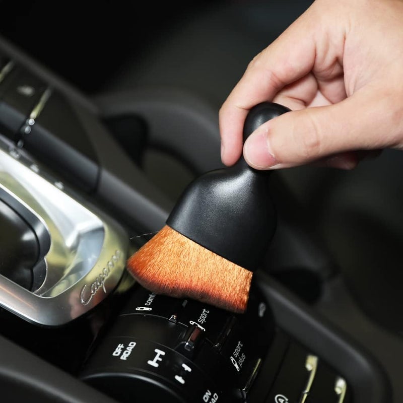 AOCISKA Car Interior Detailing Brush,Soft Bristle Cleaning Brush Car Detailing Brush Dusting Brush,Car Interior Cleaning Tool,Auto Detail Brush Car Dash Duster Brush (Black&Brown with Cap) - Image 2