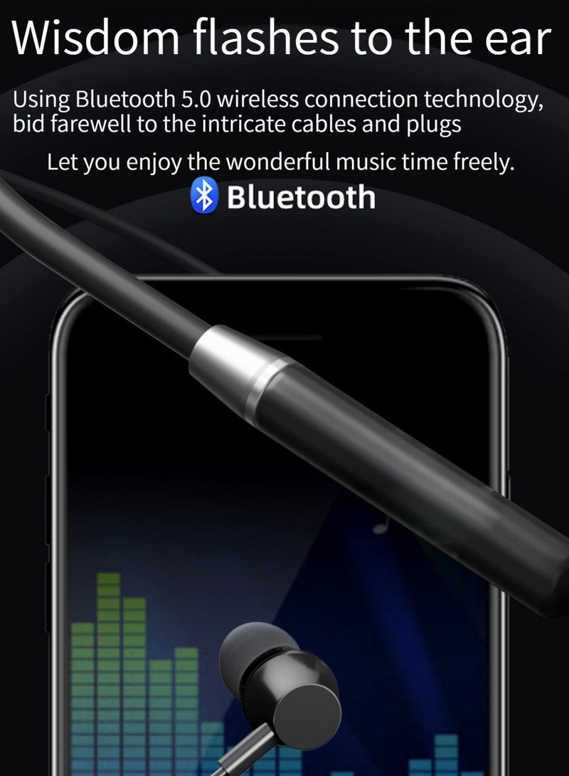 Bluetooth Headset Halter 5.0 Wireless Neckband Sports Running Headset (Red) - Image 3