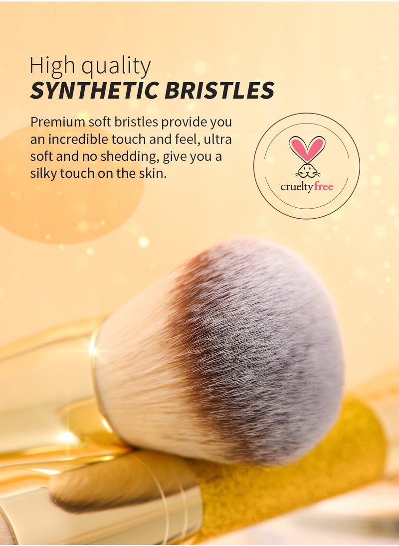 DUcare Double-Ended Luxury Makeup Brush - 2-in-1 Foundation & Concealer Brush with Glitter Handle (Vegan, Eco-Friendly)  - Image 3