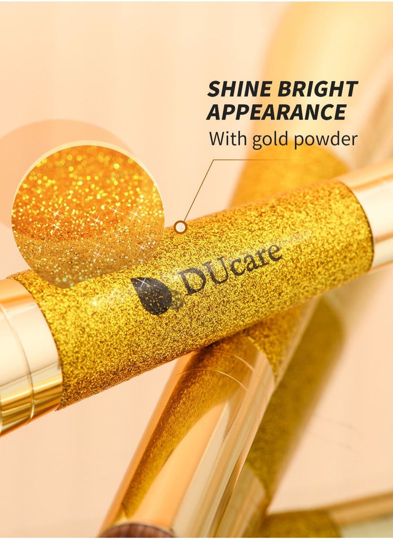 DUcare Double-Ended Luxury Makeup Brush - 2-in-1 Foundation & Concealer Brush with Glitter Handle (Vegan, Eco-Friendly)  - Image 4