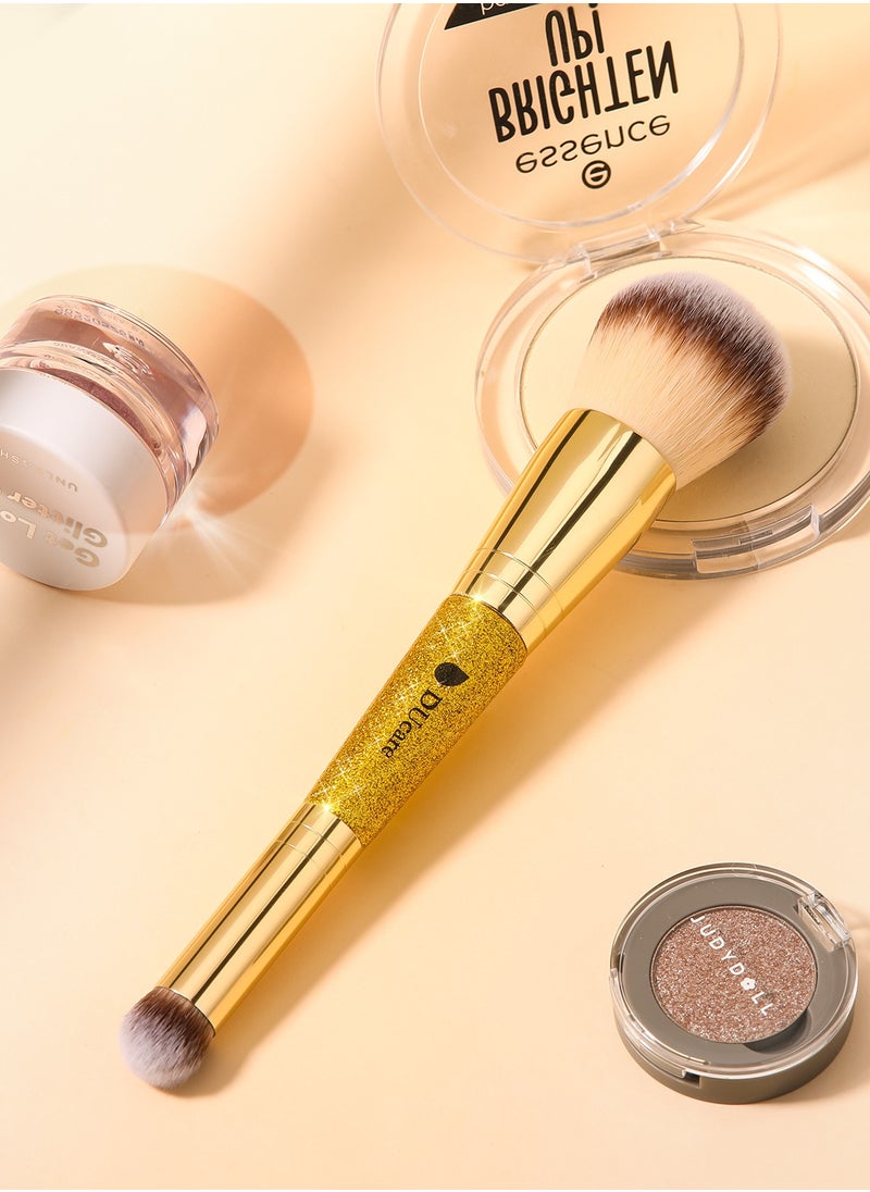DUcare Double-Ended Luxury Makeup Brush - 2-in-1 Foundation & Concealer Brush with Glitter Handle (Vegan, Eco-Friendly)  - Image 5