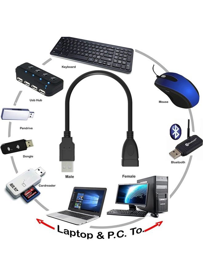 SaiTech IT 4 Pack (15cm - 6inch) Adjustable Flexible USB 2.0 Male to Female Extension Plug/Socket Adapter Cable - Worlds Shortest USB 2.0 Extension Cable - Image 5