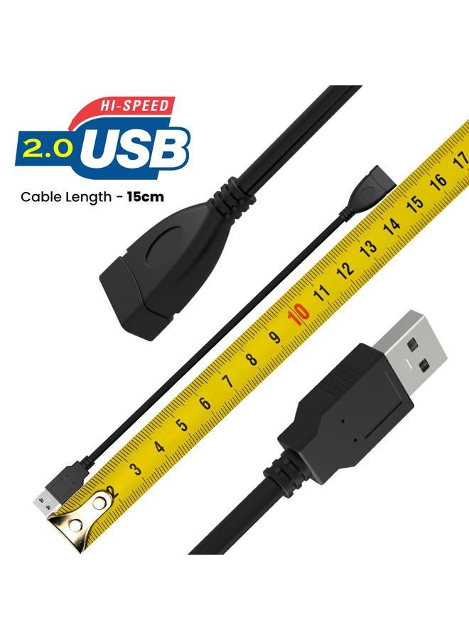 SaiTech IT 4 Pack (15cm - 6inch) Adjustable Flexible USB 2.0 Male to Female Extension Plug/Socket Adapter Cable - Worlds Shortest USB 2.0 Extension Cable - Image 2
