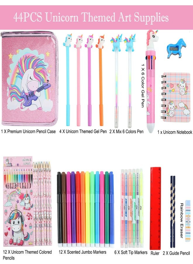 Leeche Fruit Scented Markers Set 44 Pcs Filled Stationery with Unicorn Pencil Case,Art Supplies for Kids Ages 4-6-8, Perfect Unicorn Gifts for Girls,Assortment Marker Pencil Gel Pen Coloring - Image 3