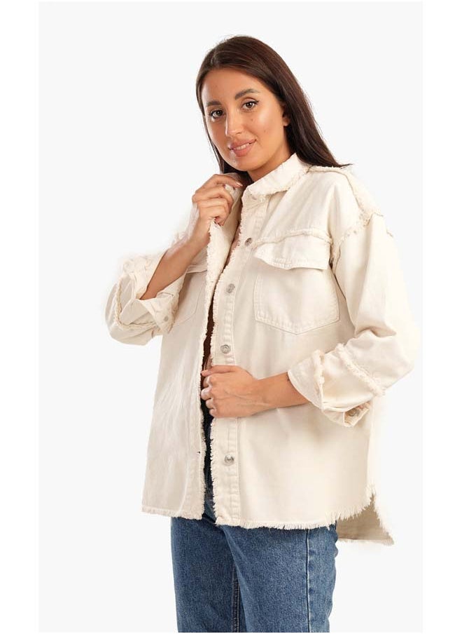 Carina - Denim Jacket With Fringes - Image 1