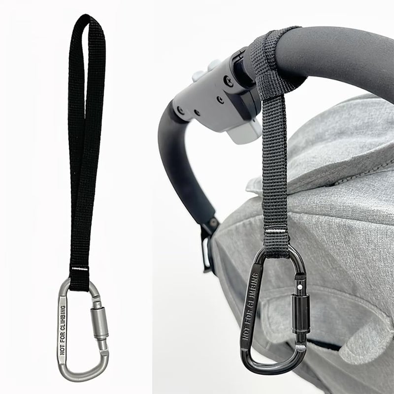 Stroller Hooks and Clips Non-Slip for Hanging Bags Purse Backpack and Shopping, Adjustable Universal Heavy Duty Large Carabiner Clip Stroller Accessories (black) - Image 1